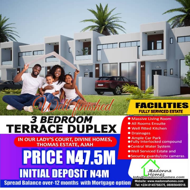 Well Furnished 3 Bedroom Terrace Duplex